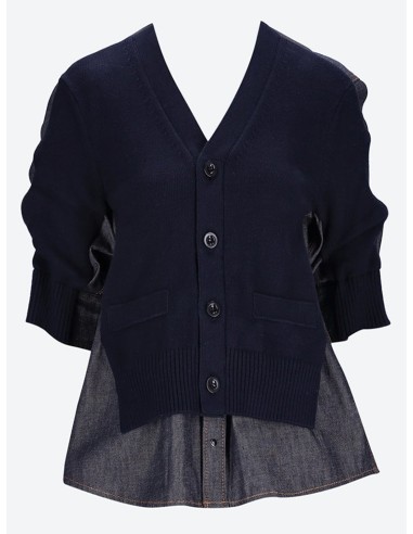 Denim x knit cardigan vente chaude votre 